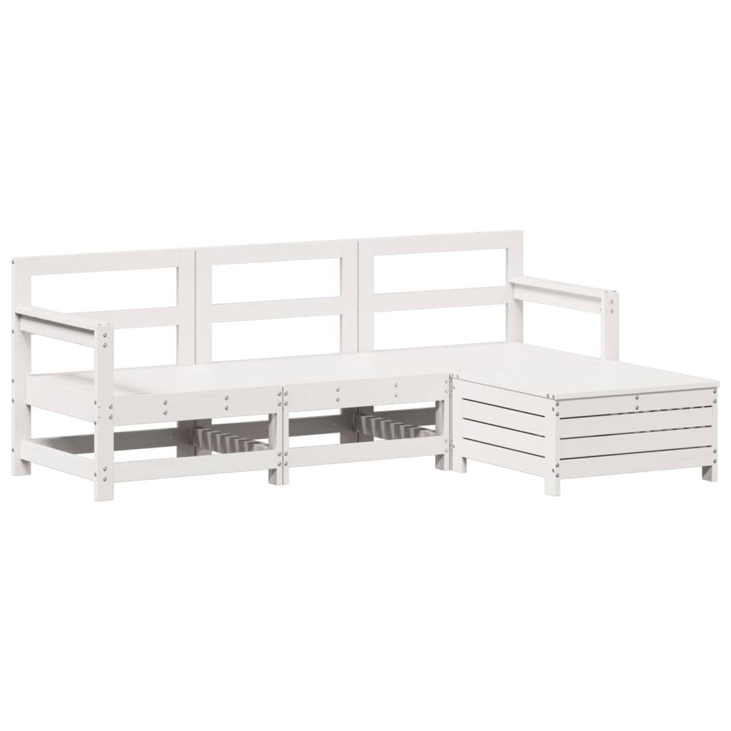 vidaXL 4-tlg. Garten-Sofagarnitur Weiß Massivholz Kiefer