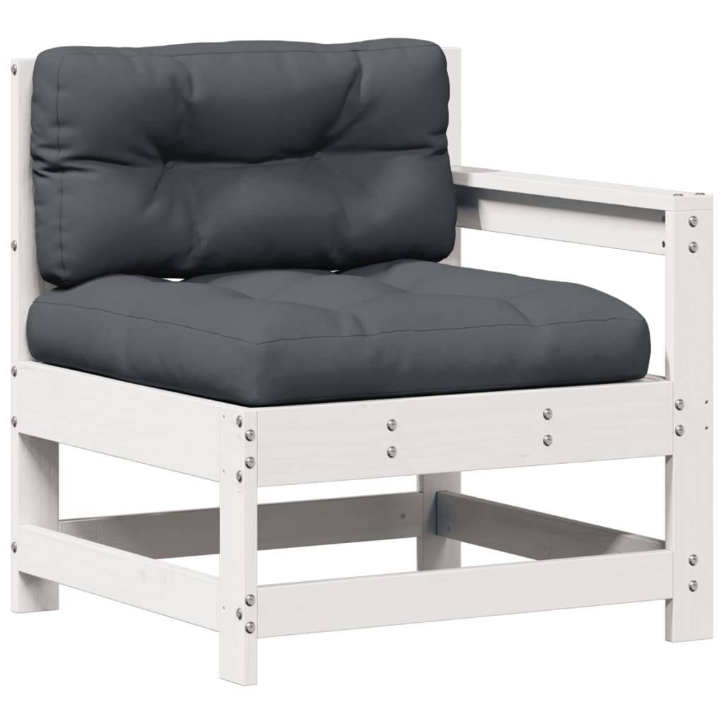 vidaXL 3-tlg. Garten-Lounge-Set mit Kissen Weiß Massivholz Kiefer