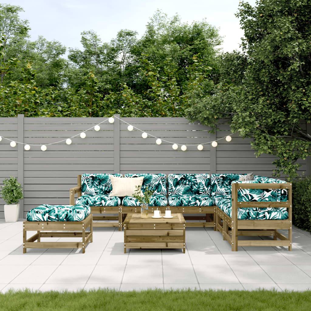 vidaXL 8-tlg. Garten-Lounge-Set mit Kissen Imprägniertes Kiefernholz