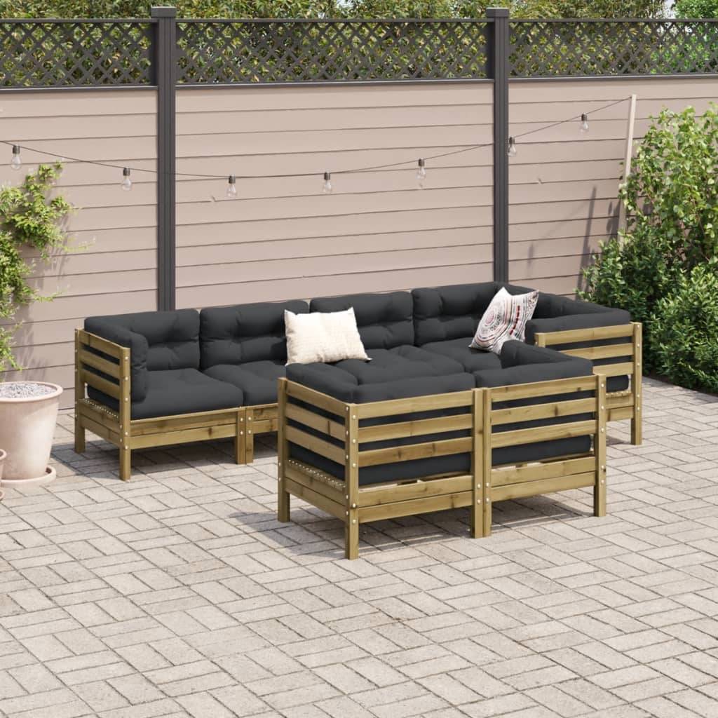 vidaXL 7-tlg. Garten-Sofagarnitur mit Kissen Kiefernholz Imprägniert