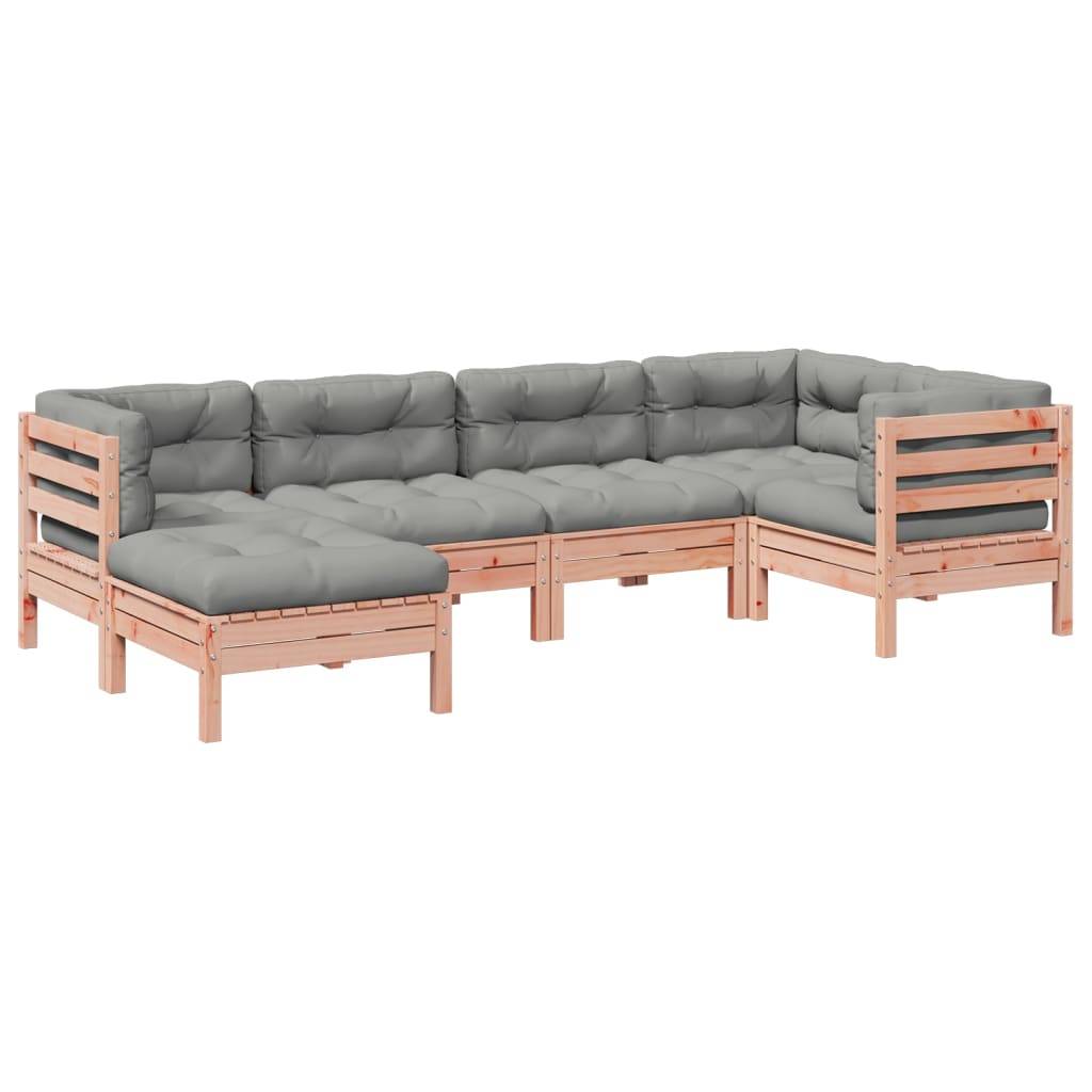 vidaXL 6-tlg. Garten-Sofagarnitur mit Kissen Massivholz Douglasie