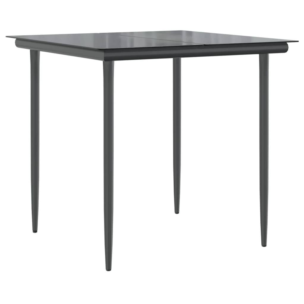 vidaXL 3-tlg. Garten-Essgruppe mit Kissen Schwarz Poly Rattan