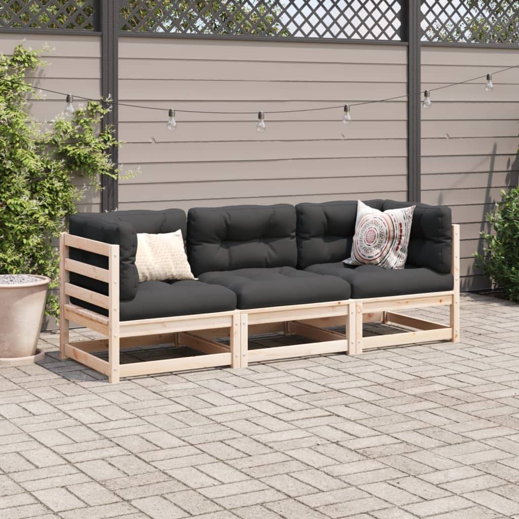 vidaXL 3-tlg. Garten-Sofagarnitur Massivholz Kiefer