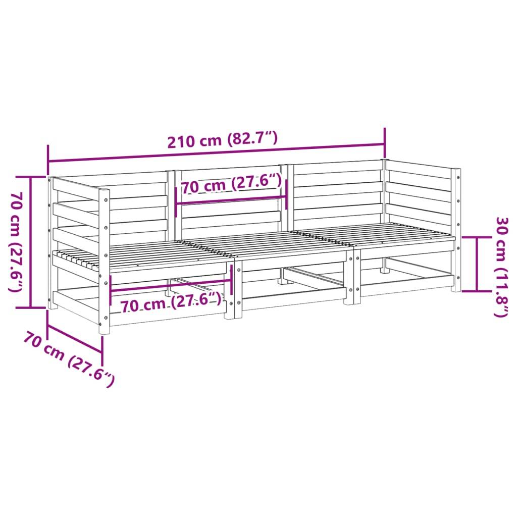vidaXL 3-tlg. Garten-Sofagarnitur Massivholz Kiefer