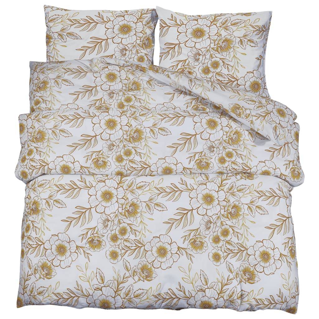 vidaXL Bettwäsche-Set Weiß und Braun 200x220 cm Baumwolle