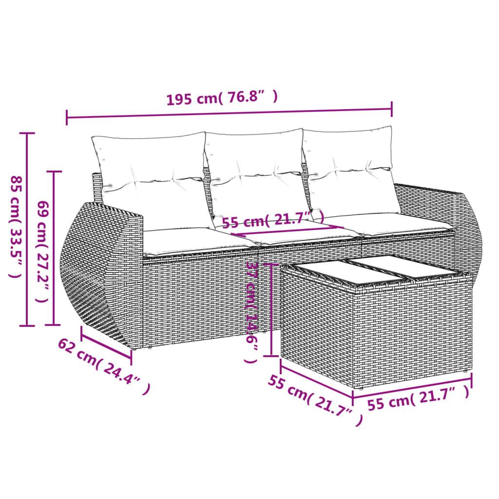vidaXL 4-tlg. Garten-Sofagarnitur mit Kissen Braun Poly Rattan