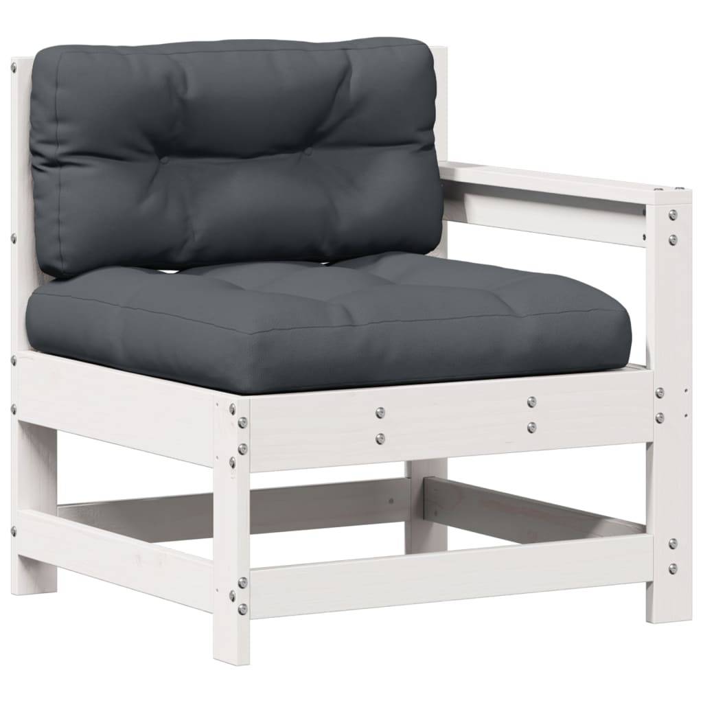 vidaXL 6-tlg. Garten-Lounge-Set mit Kissen Weiß Massivholz Kiefer