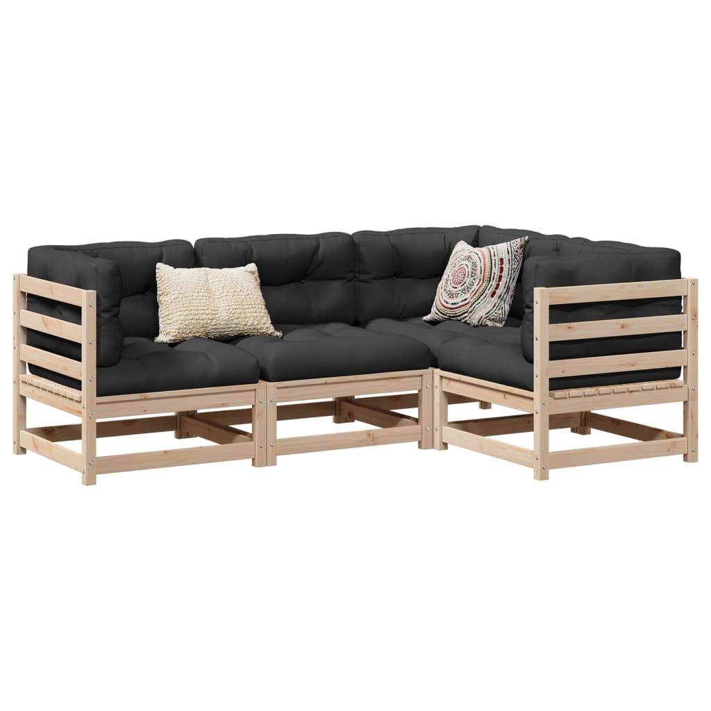 vidaXL 4-tlg. Garten-Sofagarnitur Massivholz Kiefer