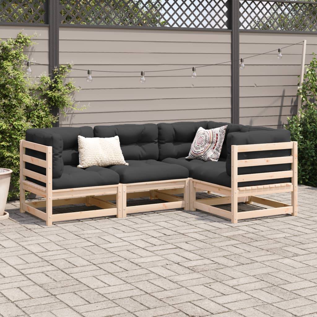 vidaXL 4-tlg. Garten-Sofagarnitur Massivholz Kiefer