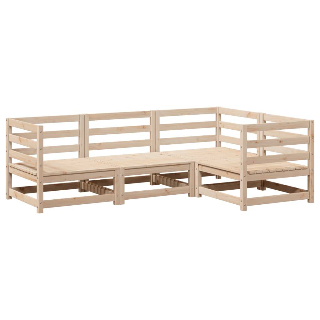 vidaXL 4-tlg. Garten-Sofagarnitur Massivholz Kiefer