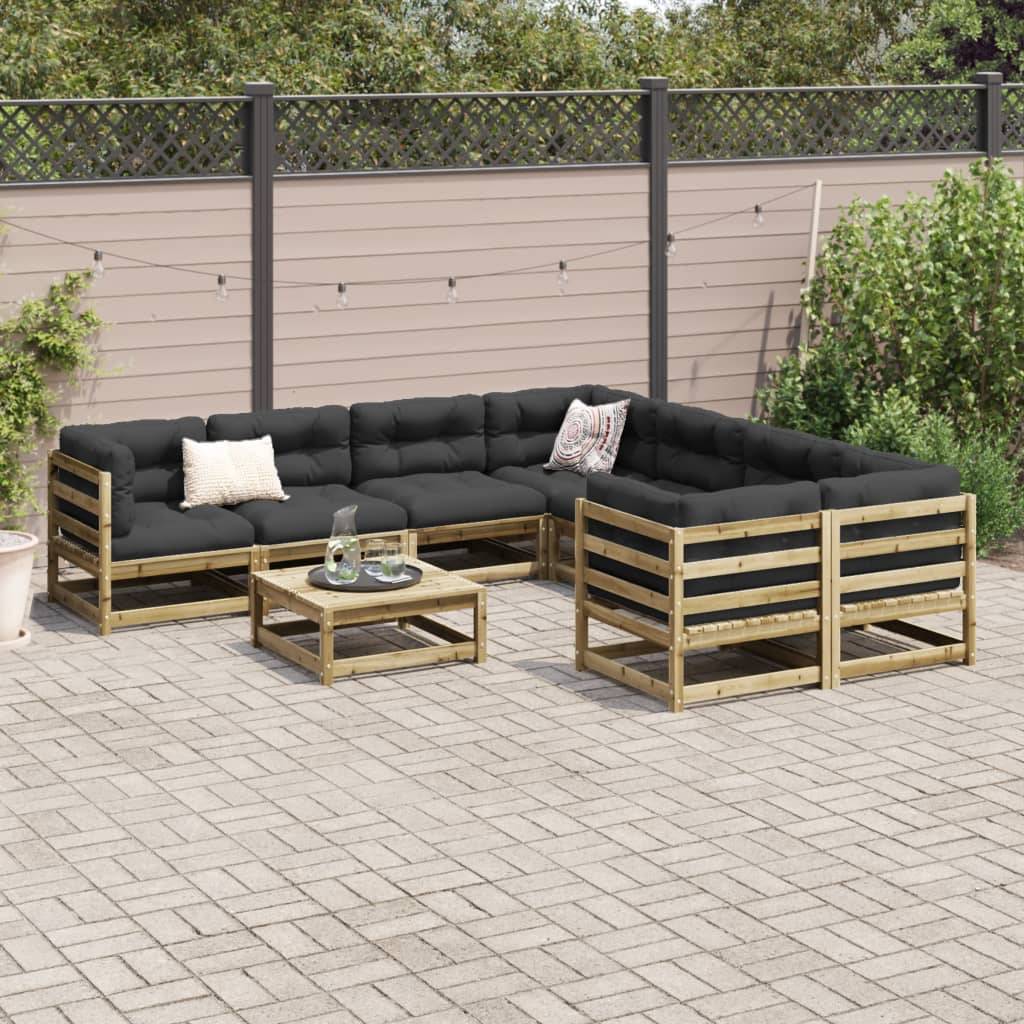 vidaXL 9-tlg. Garten-Sofagarnitur Kiefernholz Imprägniert
