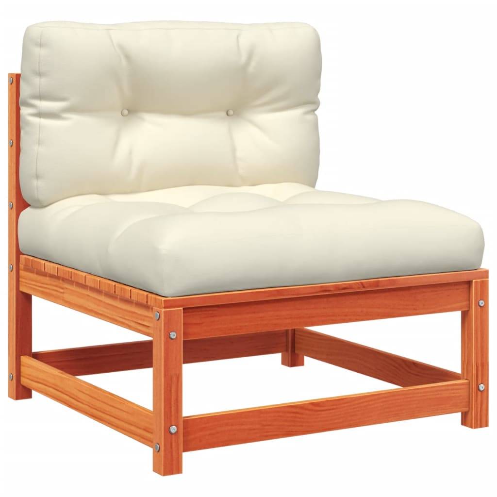 vidaXL 5-tlg. Garten-Sofagarnitur mit Kissen Wachsbraun Kiefernholz