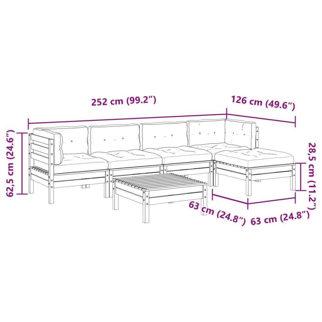 vidaXL 6-tlg. Garten-Sofagarnitur mit Kissen Massivholz Douglasie
