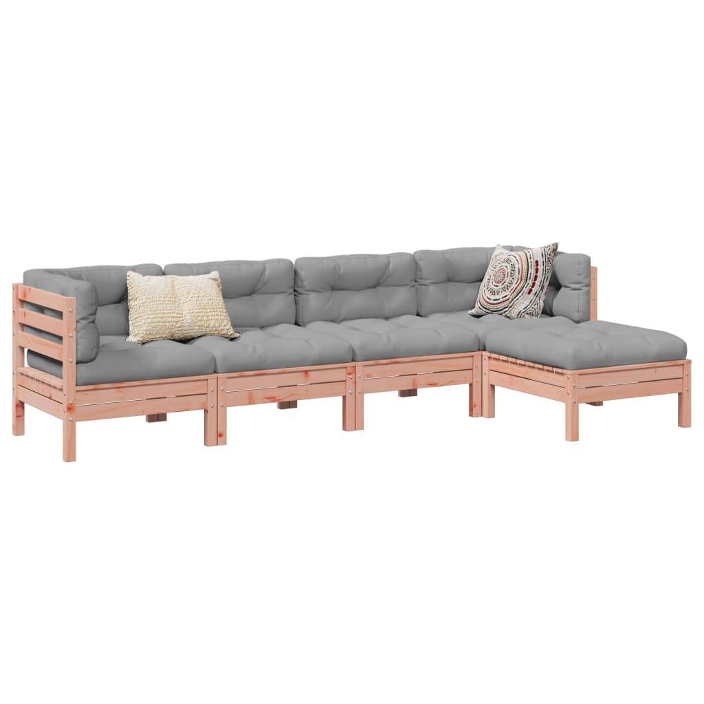 vidaXL 5-tlg. Garten-Sofagarnitur mit Kissen Massivholz Douglasie