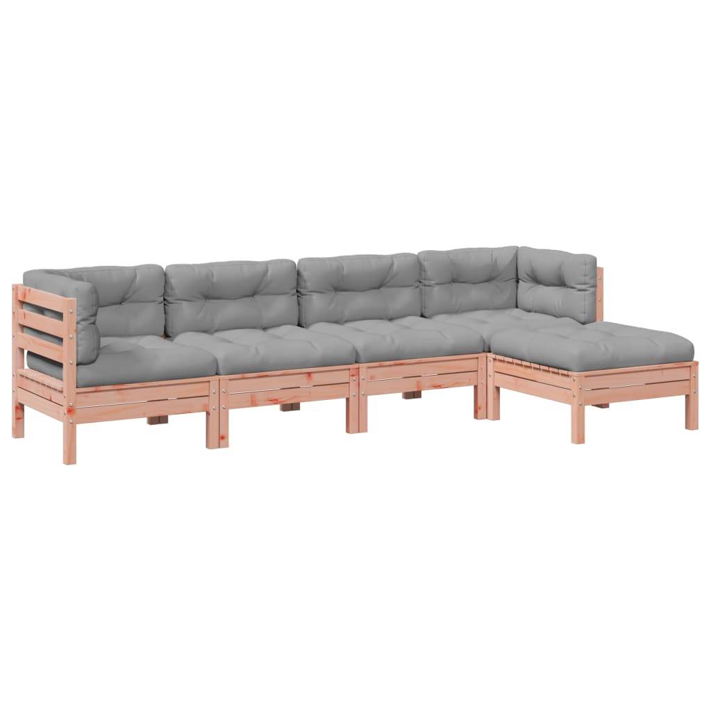 vidaXL 5-tlg. Garten-Sofagarnitur mit Kissen Massivholz Douglasie