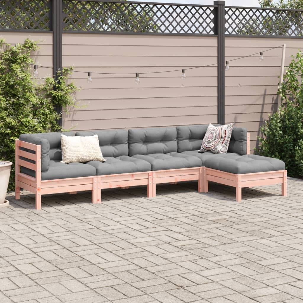 vidaXL 5-tlg. Garten-Sofagarnitur mit Kissen Massivholz Douglasie