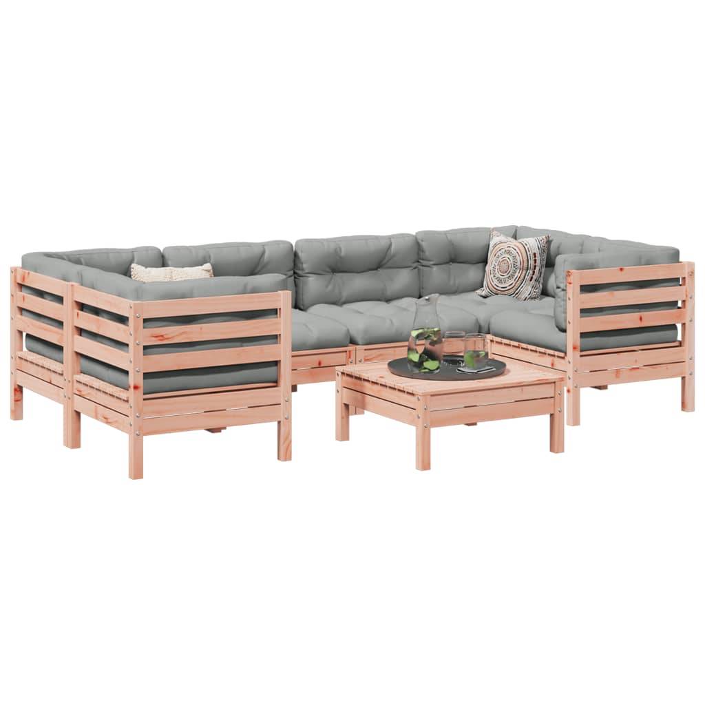 vidaXL 7-tlg. Garten-Sofagarnitur mit Kissen Massivholz Douglasie