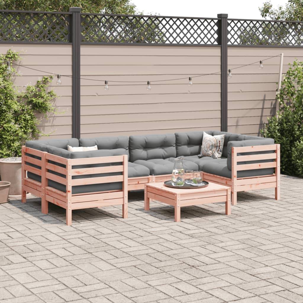 vidaXL 7-tlg. Garten-Sofagarnitur mit Kissen Massivholz Douglasie