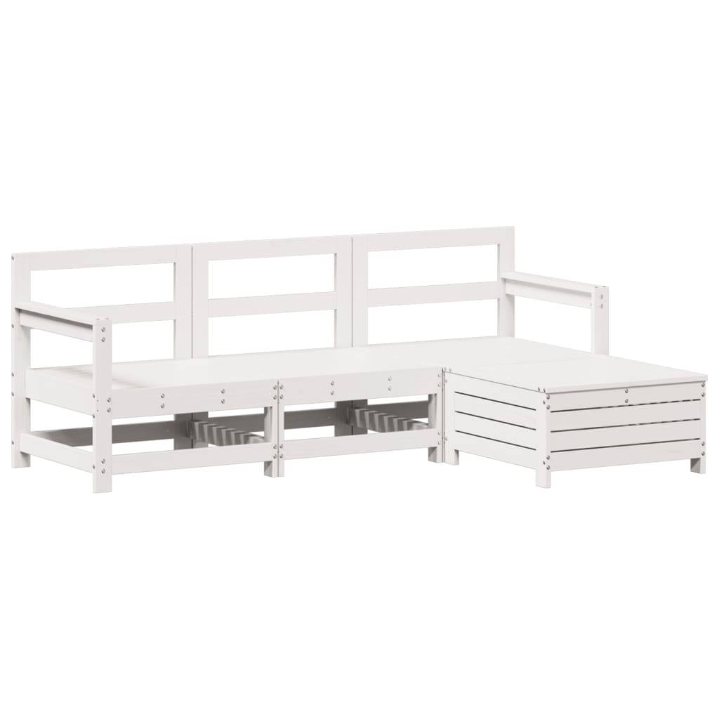 vidaXL 4-tlg. Garten-Sofagarnitur Weiß Massivholz Kiefer
