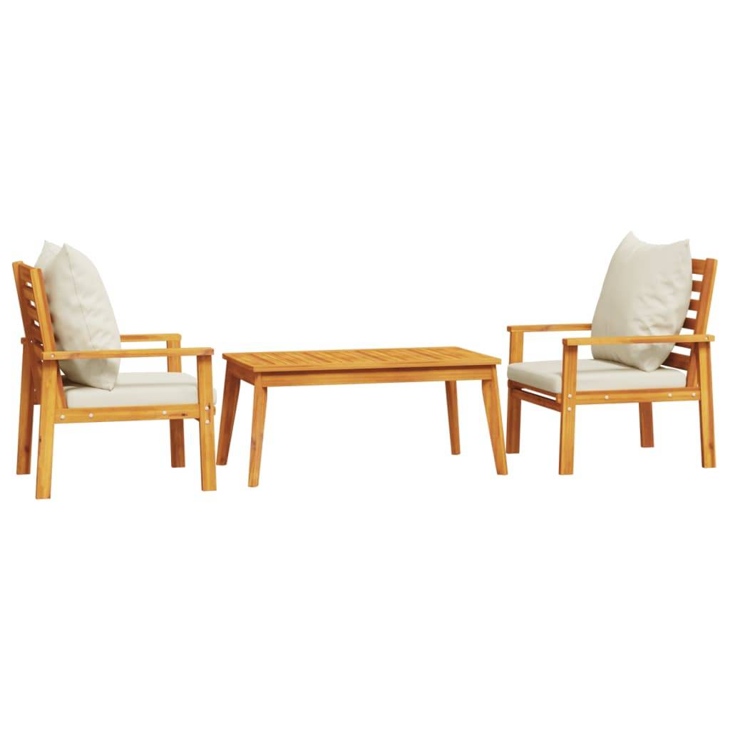 vidaXL 3-tlg. Garten-Lounge-Set mit Kissen Massivholz Akazie