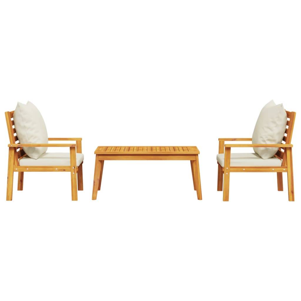 vidaXL 3-tlg. Garten-Lounge-Set mit Kissen Massivholz Akazie