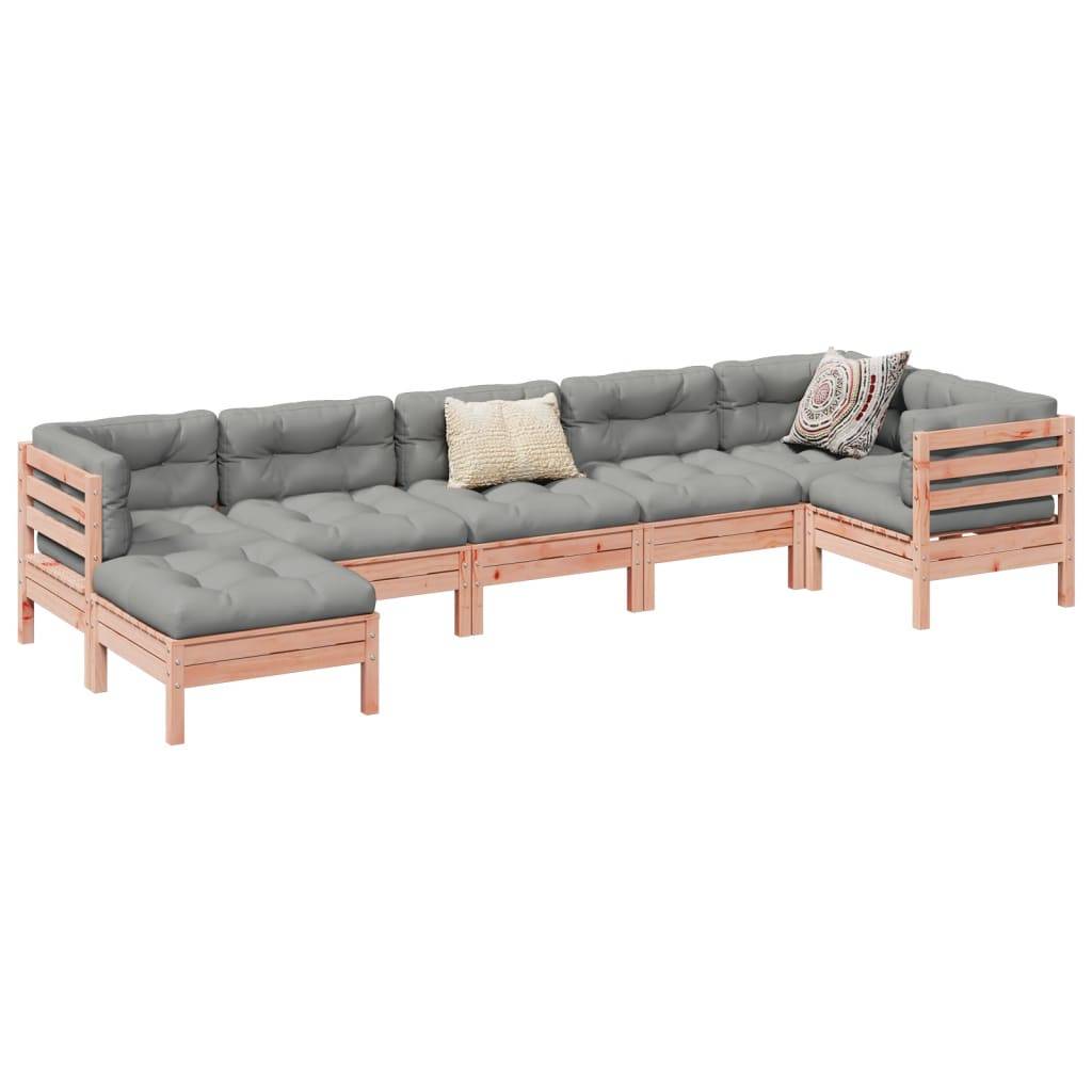 vidaXL 7-tlg. Garten-Sofagarnitur mit Kissen Massivholz Douglasie