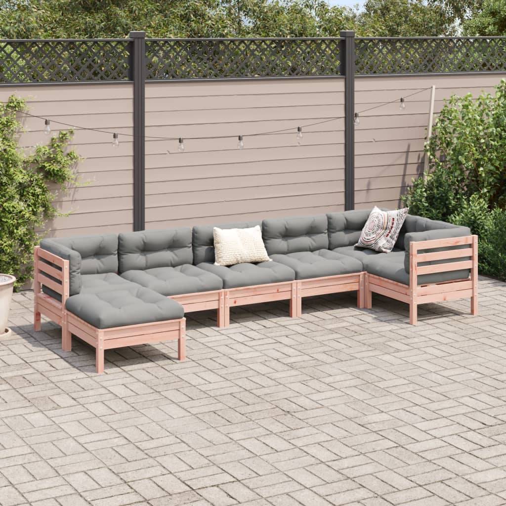 vidaXL 7-tlg. Garten-Sofagarnitur mit Kissen Massivholz Douglasie