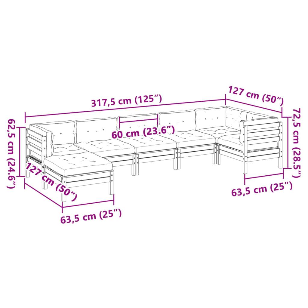 vidaXL 7-tlg. Garten-Sofagarnitur mit Kissen Massivholz Douglasie