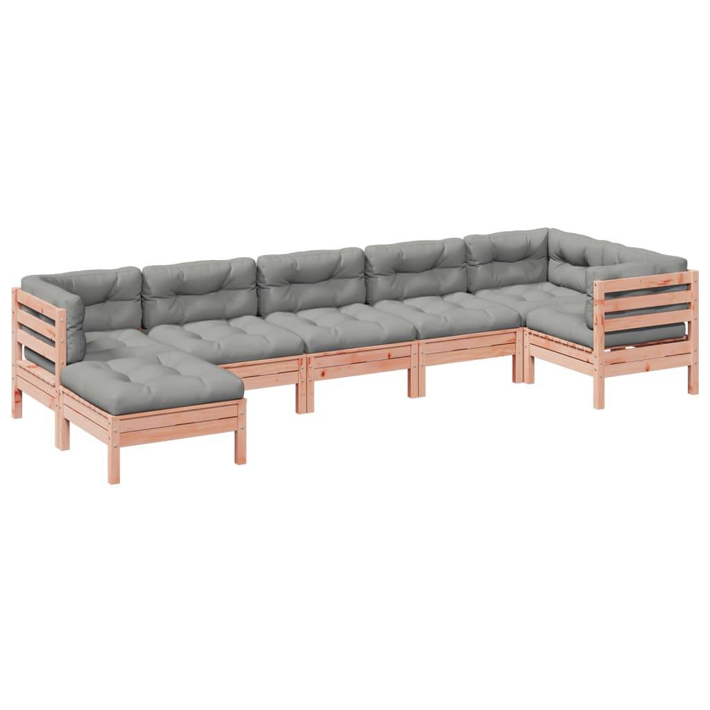 vidaXL 7-tlg. Garten-Sofagarnitur mit Kissen Massivholz Douglasie