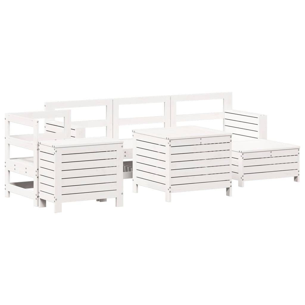 vidaXL 7-tlg. Garten-Sofagarnitur Weiß Massivholz Kiefer