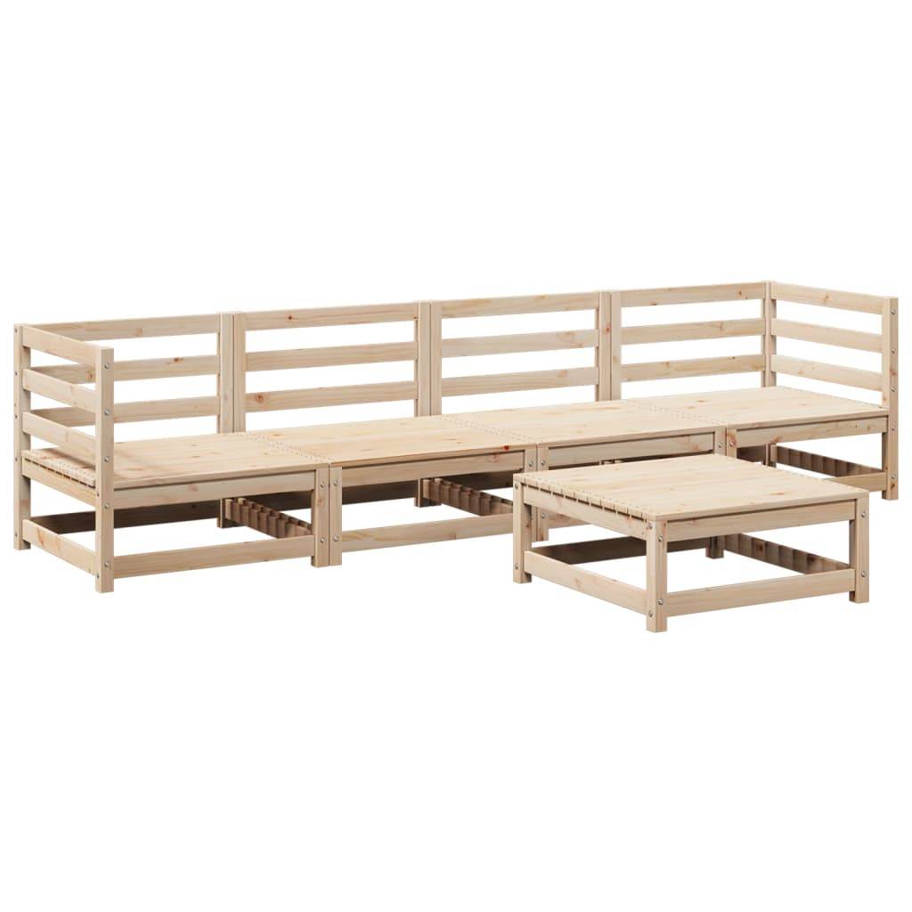 vidaXL 5-tlg. Garten-Sofagarnitur Massivholz Kiefer