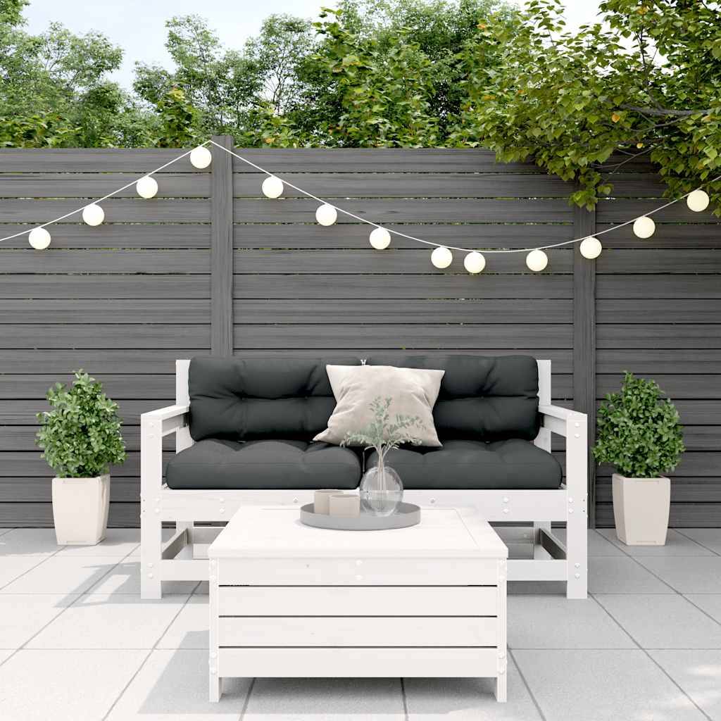 vidaXL 3-tlg. Garten-Lounge-Set mit Kissen Weiß Massivholz Kiefer