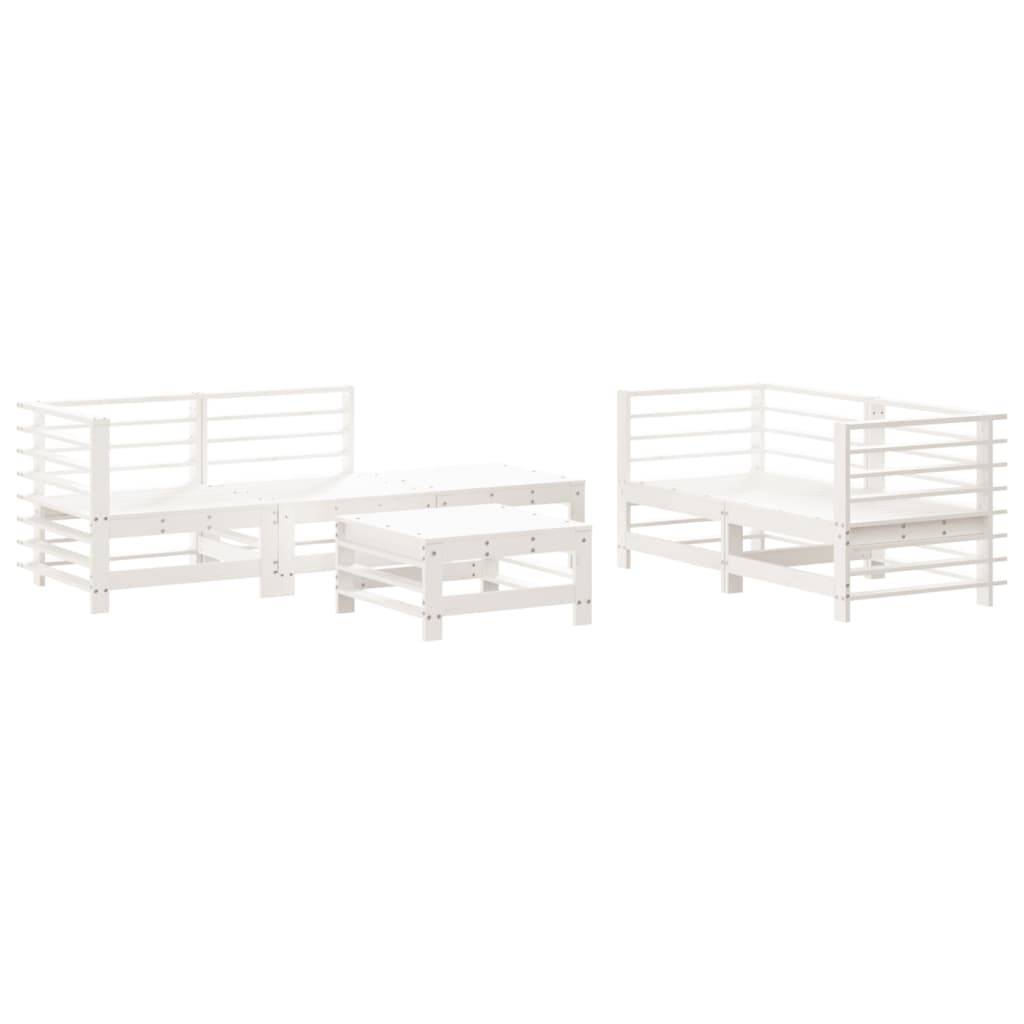 vidaXL 6-tlg. Garten-Lounge-Set Weiß Massivholz Kiefer