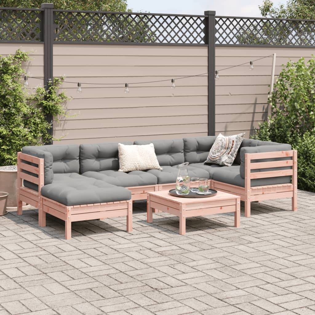vidaXL 7-tlg. Garten-Sofagarnitur mit Kissen Massivholz Douglasie