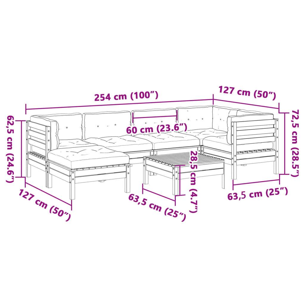 vidaXL 7-tlg. Garten-Sofagarnitur mit Kissen Massivholz Douglasie