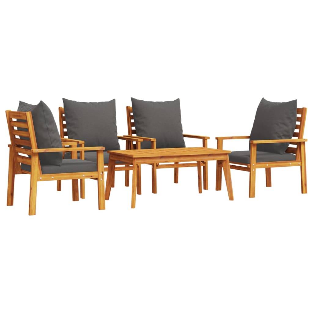 vidaXL 5-tlg. Garten-Lounge-Set mit Kissen Massivholz Akazie