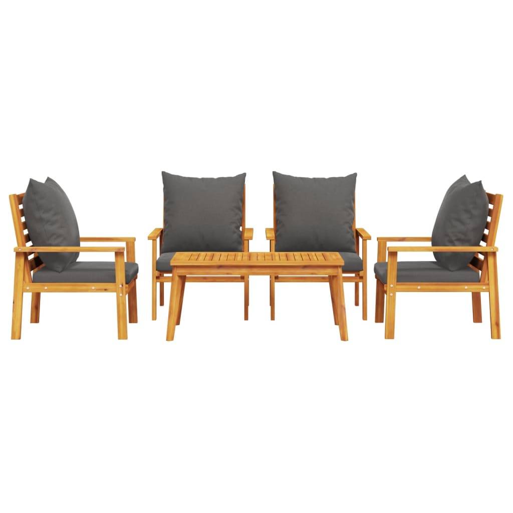 vidaXL 5-tlg. Garten-Lounge-Set mit Kissen Massivholz Akazie