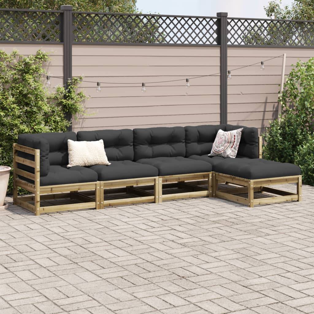 vidaXL 5-tlg. Garten-Sofagarnitur Kiefernholz Imprägniert
