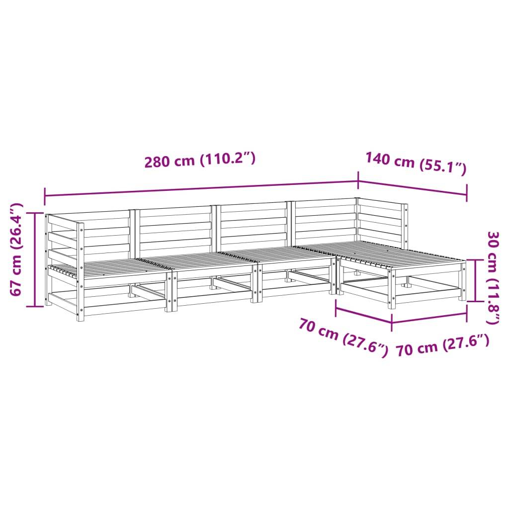 vidaXL 5-tlg. Garten-Sofagarnitur Kiefernholz Imprägniert