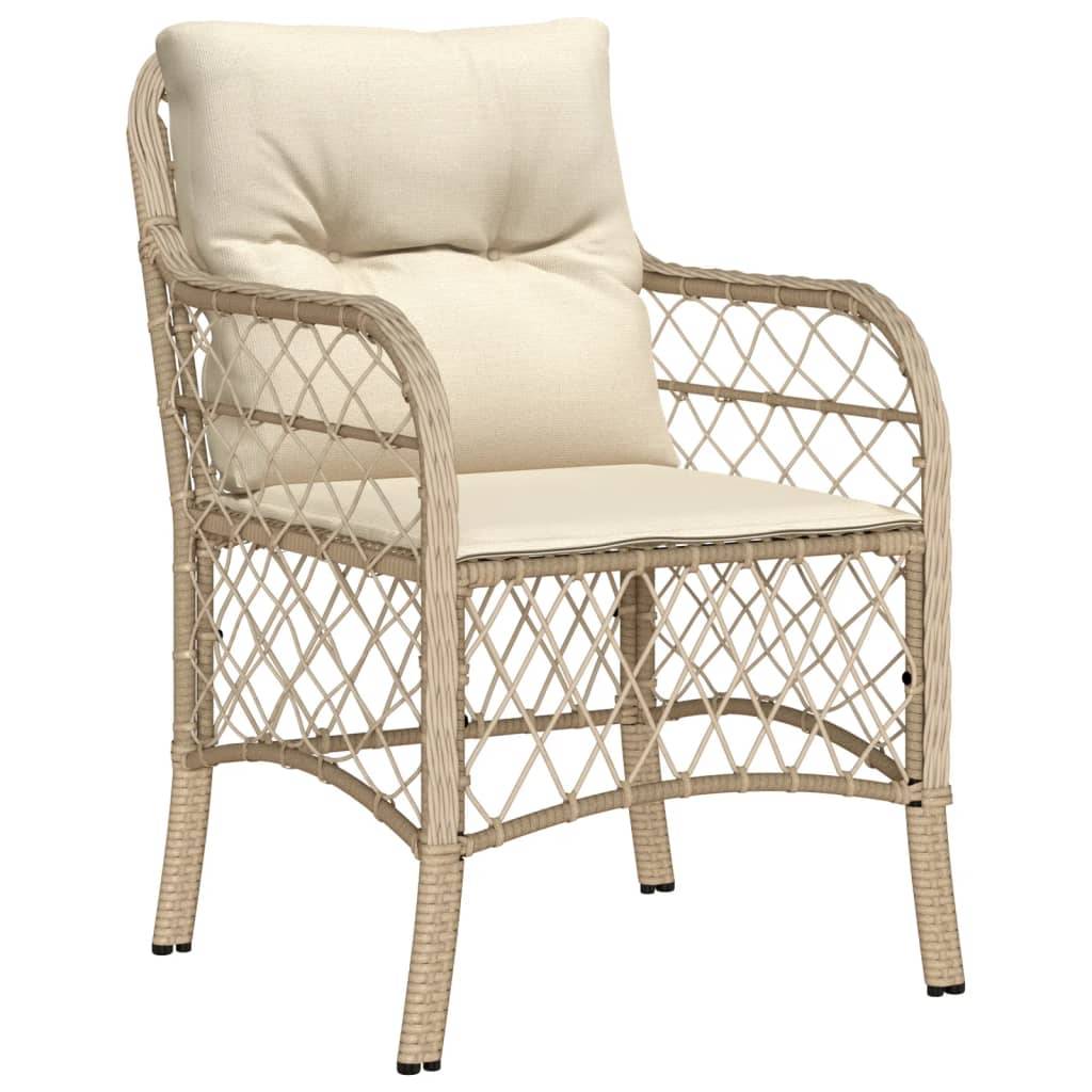 vidaXL 5-tlg. Garten-Essgruppe mit Kissen Beige Poly Rattan