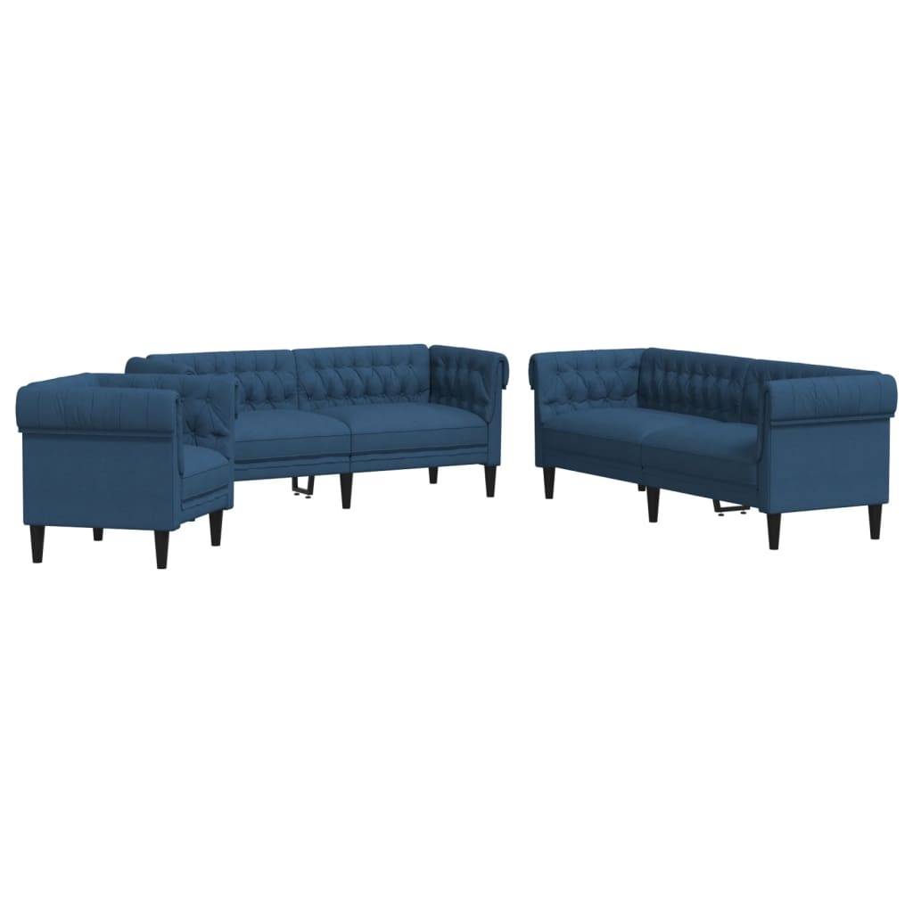 vidaXL 3-tlg. Sofagarnitur Blau Stoff