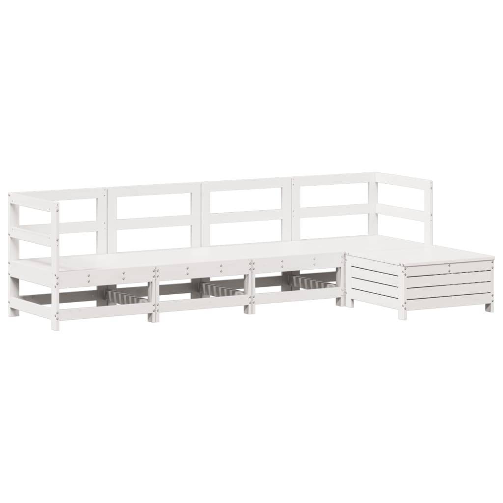 vidaXL 5-tlg. Garten-Sofagarnitur Weiß Massivholz Kiefer