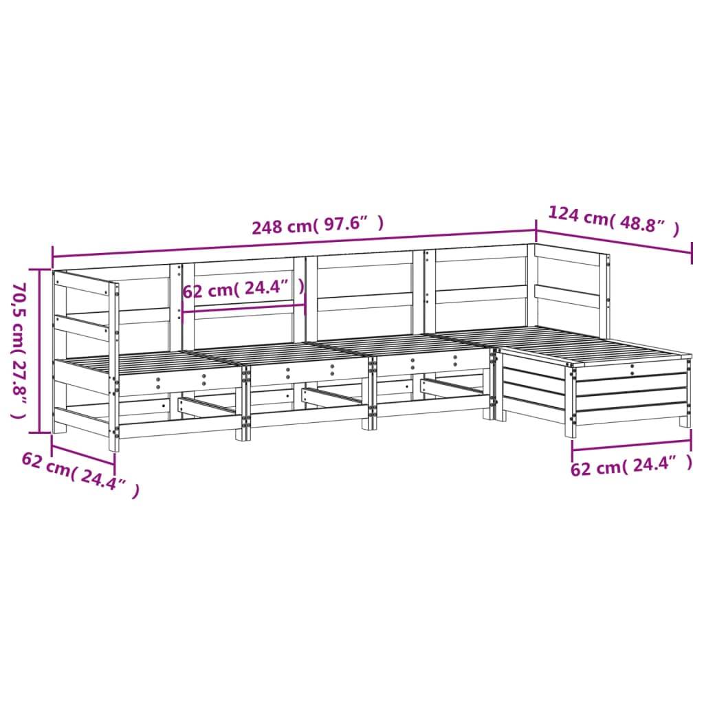 vidaXL 5-tlg. Garten-Sofagarnitur Weiß Massivholz Kiefer