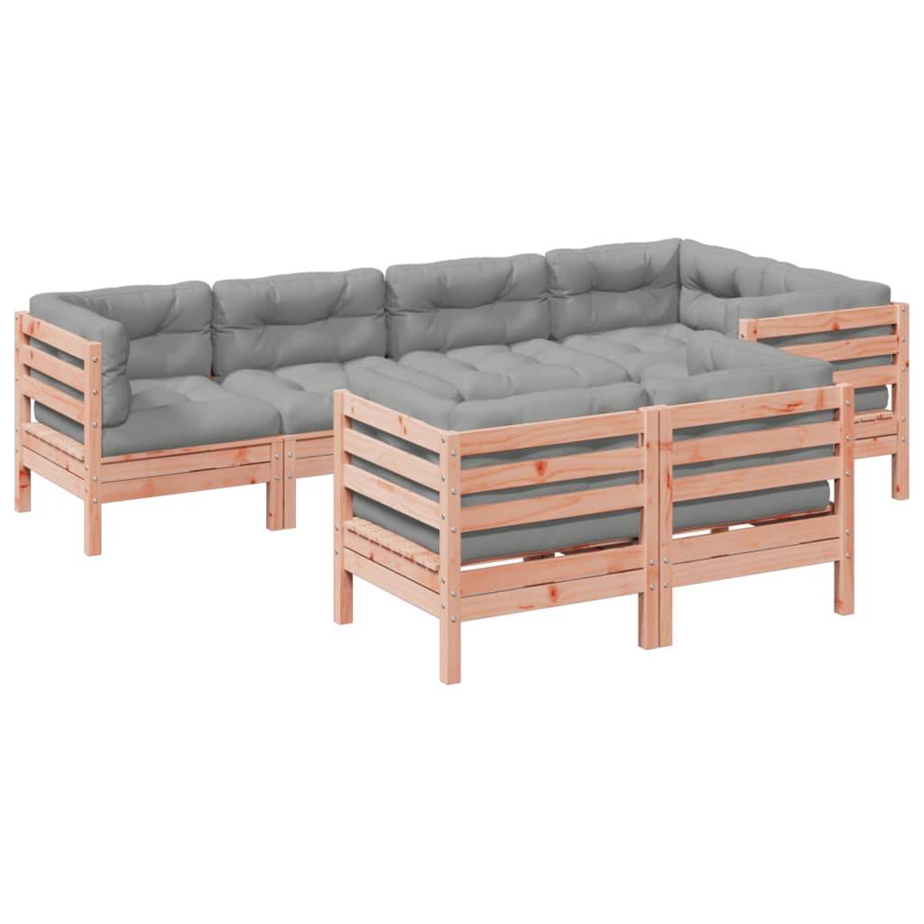 vidaXL 7-tlg. Garten-Sofagarnitur mit Kissen Massivholz Douglasie
