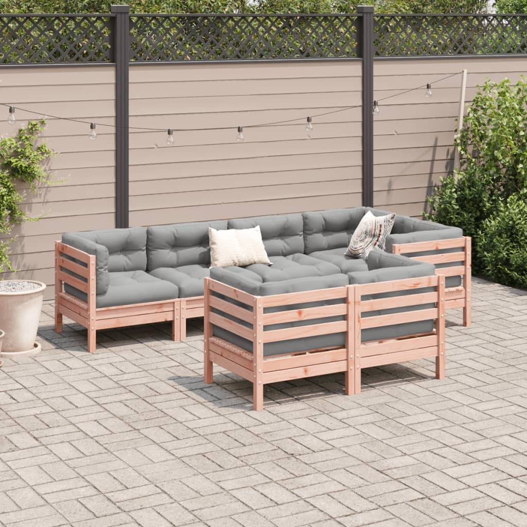 vidaXL 7-tlg. Garten-Sofagarnitur mit Kissen Massivholz Douglasie