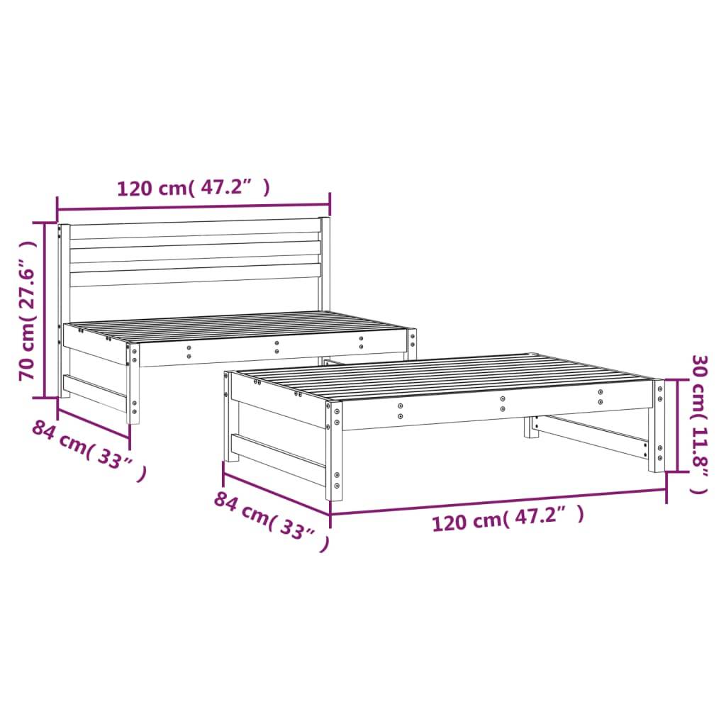 vidaXL 2-tlg. Garten-Lounge-Set Weiß Massivholz Kiefer