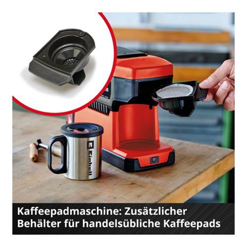 EINHELL TE-CF 18 Li-Solo - Akku-Kaffeemaschine (18V Power X-Change | Filer & Pad | Wasserbehälter 240 ml | inkl.