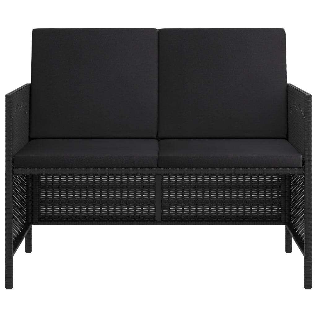 vidaXL 6-tlg. Garten-Essgruppe mit Kissen Schwarz Poly Rattan