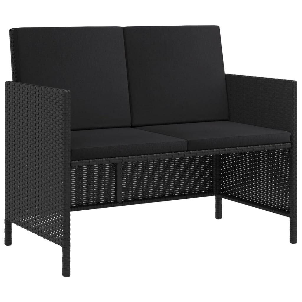 vidaXL 6-tlg. Garten-Essgruppe mit Kissen Schwarz Poly Rattan