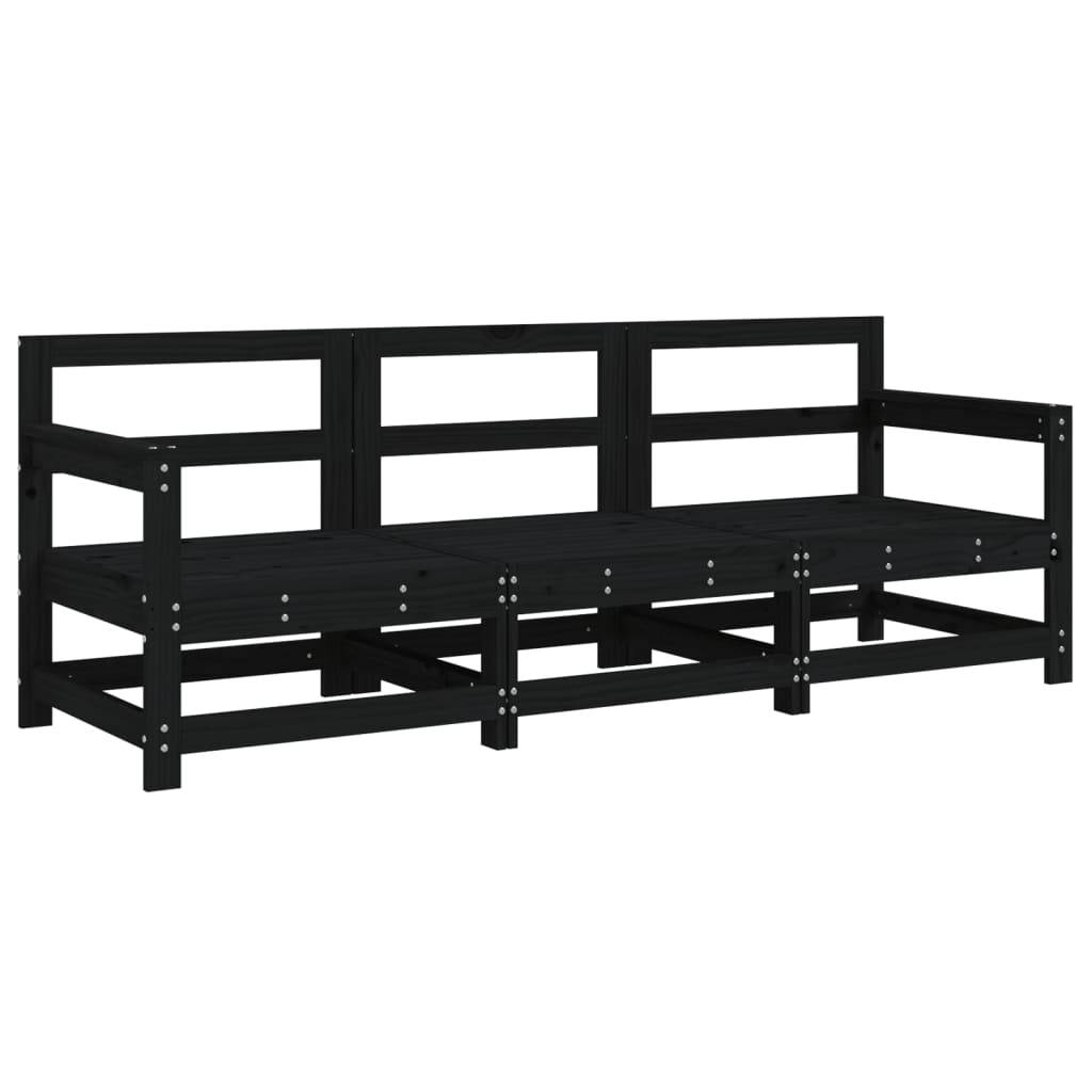 vidaXL 3-tlg. Garten-Lounge-Set Schwarz Massivholz Kiefer